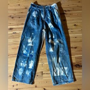 Unique Woman Pants w/skulls & X-rays of Spinal Column and Teeth Patchwork Sz 28